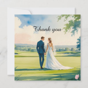 Golf Wedding Thank you card for Golfer watercolor