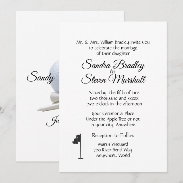 Golf Wedding Theme  Invitation (Front/Back)