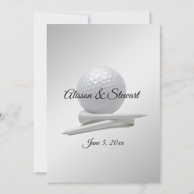 Golf Wedding Theme Silver Invitations (Back)