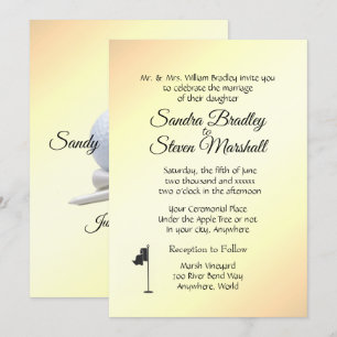 Golf Wedding Theme Yellow Invitations