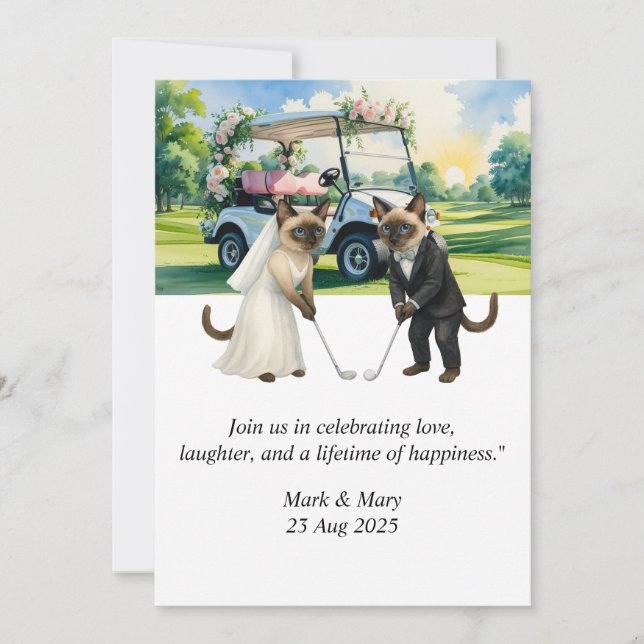 Golf Wedding themed for Cat Lovers Invitation (Front)