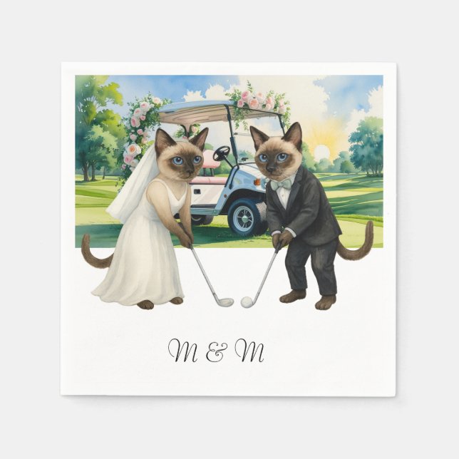 Golf Wedding themed for Cat Lovers Napkin (Front)