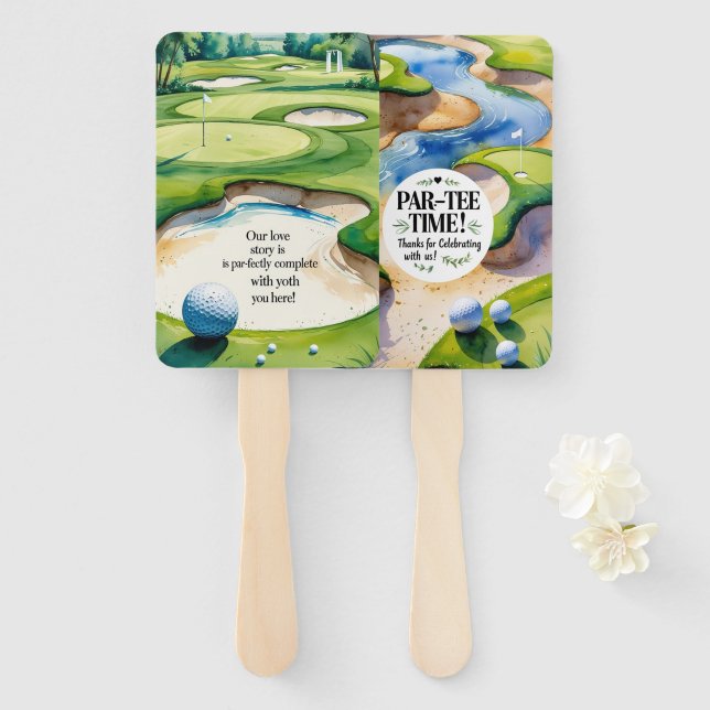  Golf Wedding themed  Hand Fan (Front and Back)