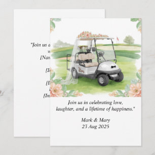Golf Wedding themed watercolor Invitation