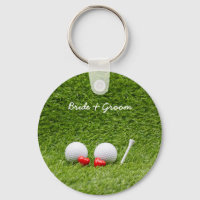 Golf Wedding two golf balls on green with love