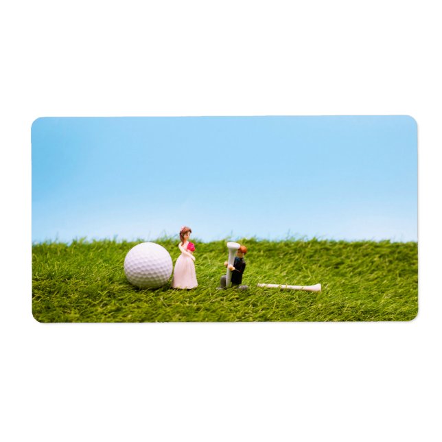 Golf wedding with bride and groom return address (Front)