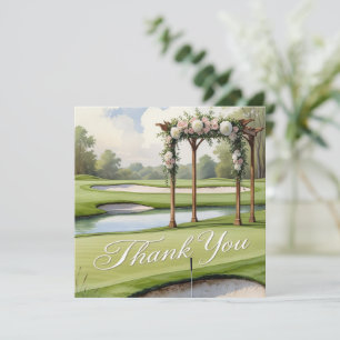 Golf Wedding with Text on golf course  Thank You Card