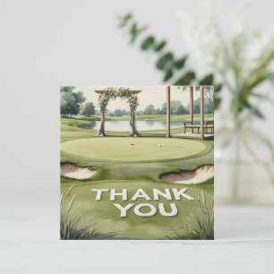 Golf Wedding with Text on golf course  Thank You Card