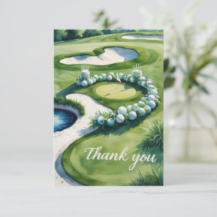 Golf Wedding with Text on golf course  Thank You Card