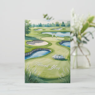 Golf Wedding with Text on golf course  Thank You Card