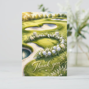 Golf Wedding with Text on golf course Thank You Card