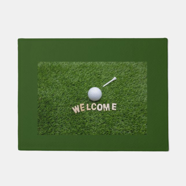 Golf welcome with golf ball and tee doormat (Front)