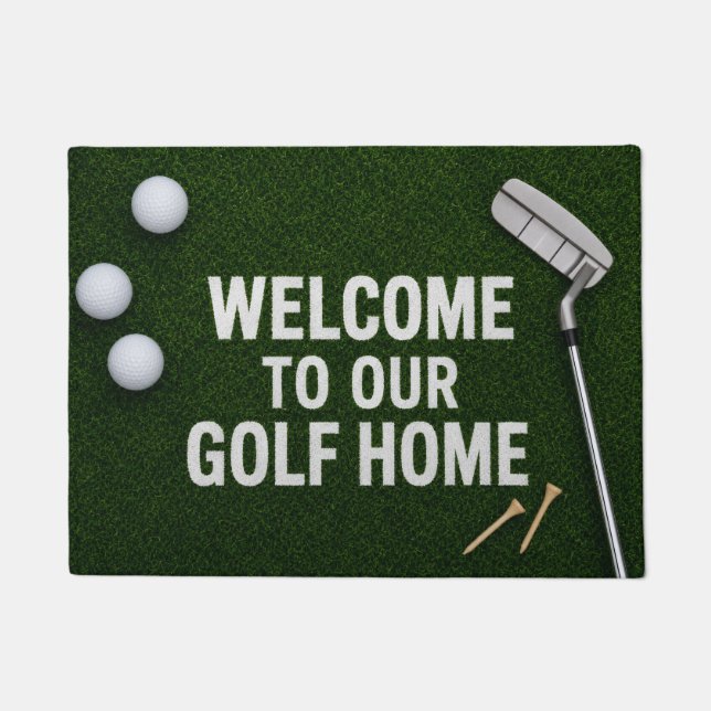 Golf welcome with golf ball and tee doormat (Front)