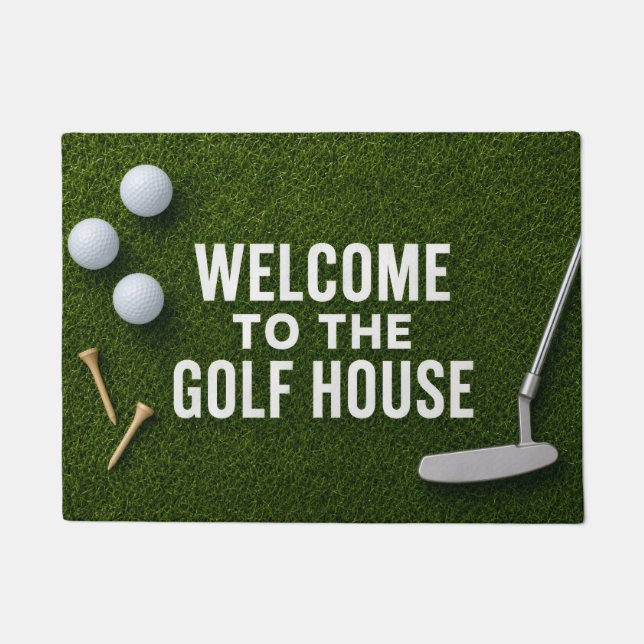 Golf welcome with golf ball and tee doormat (Front)