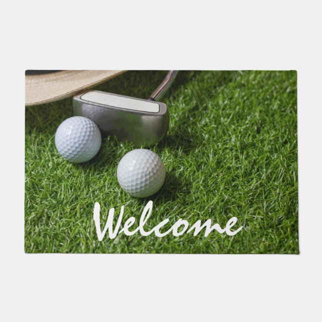 Golf welcome with golf ball doormat (Front)