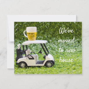 Golf we've moved to new house with golf cart announcement