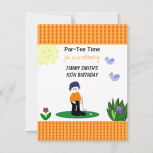 Golf Whimsical Invitation de fête d'anniversaire