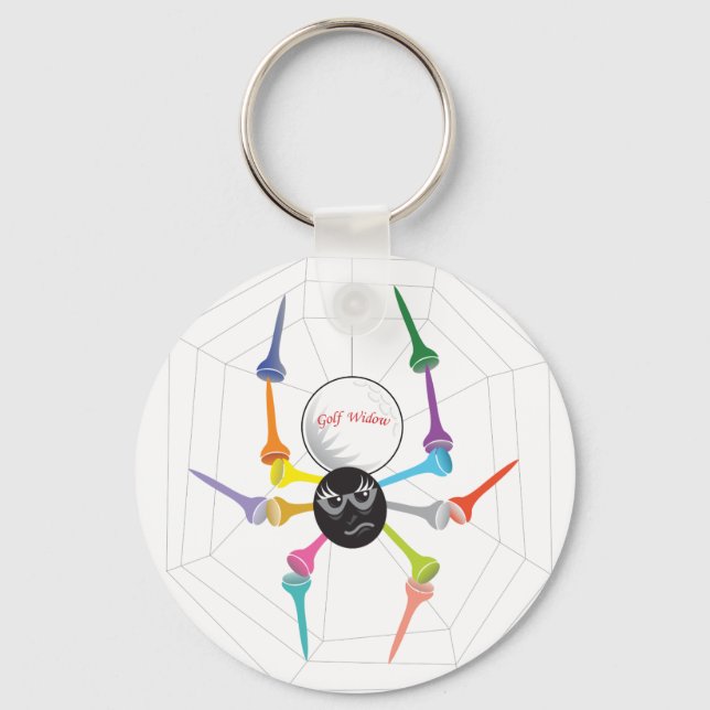 Golf Widow Black Widow Spider Tees Keychain (Front)
