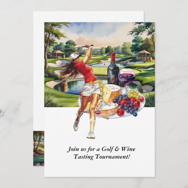 Golf & Wine Tasting Tournament Invitation (Front/Back)