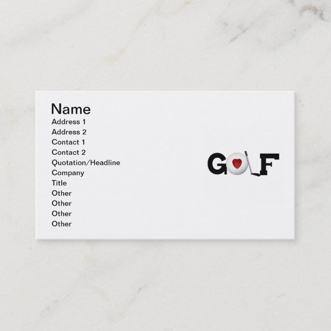 Golf With Golf Ball Tshirts and Gifts Business Card (Front)