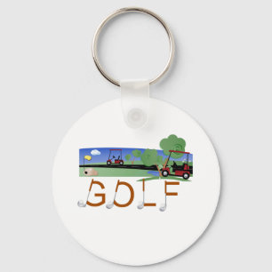 Golf with Golf Carts Keychain