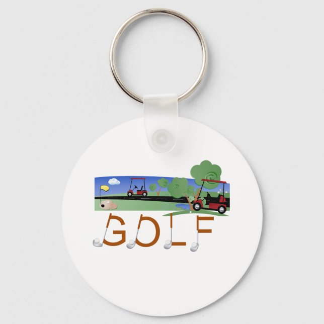 Golf with Golf Carts Keychain (Front)