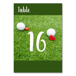 Golf with love on green grass table number