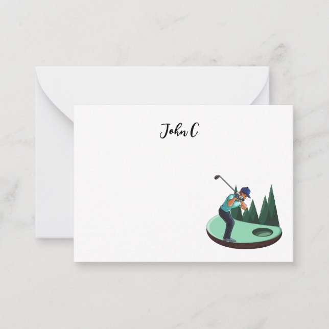 Golf with Name Cart golfer golfing  Card (Front)