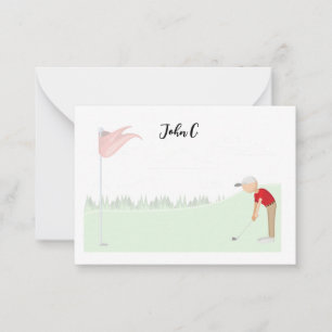 Golf with Name Cart golfer golfing  Note Card