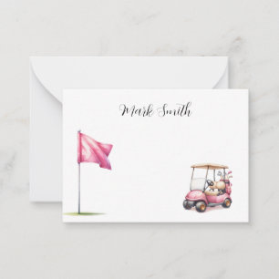 Golf with Name for golfer with golf cart at flag Card