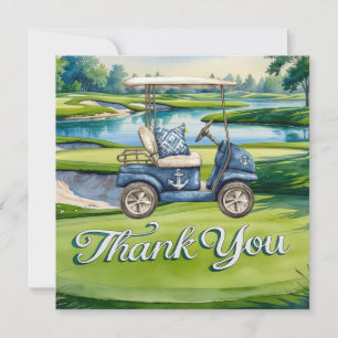 Golf with text on golf course watercolor style thank you card