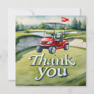 Golf with thank you course watercolor style card