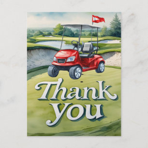 Golf with thank you course watercolor style postcard