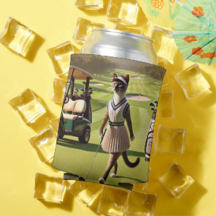 Golf Woman Golfer for Cat Lover Can Cooler