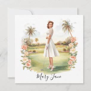 Golf Woman golfer on golf course Bridal  Invitation