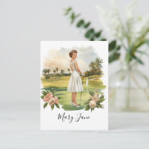 Golf Woman golfer on golf course Bridal  Postcard