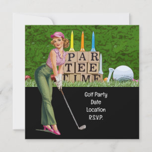 Golf Woman golfer party Save The Date