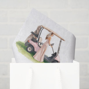 Golf woman golfer & pink cart  Bachelorette party Tissue Paper