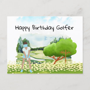 Golf woman is playing golf  Birthday golfer Card