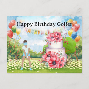 Golf woman is playing golf  Birthday golfer Card