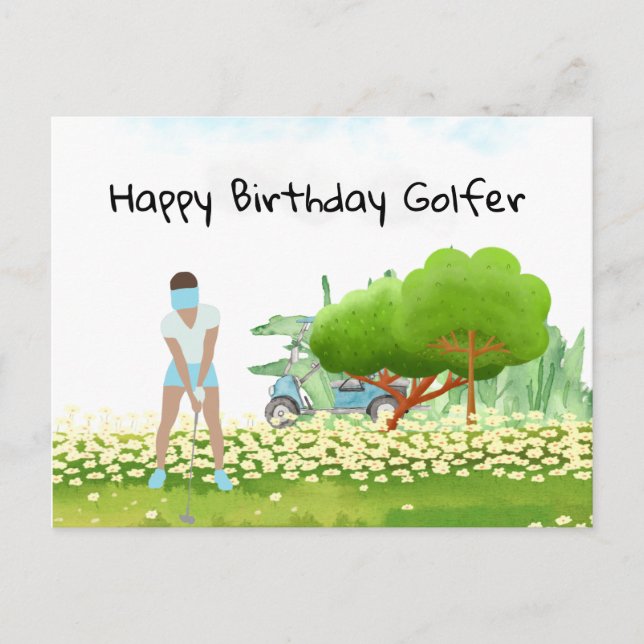 Golf woman is playing golf  Birthday golfer Card (Front)