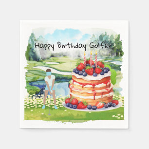 Golf woman is playing golf  Birthday golfer Card Napkin