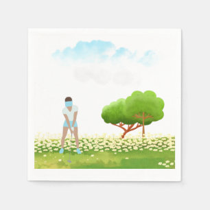 Golf woman is playing golf  napkin