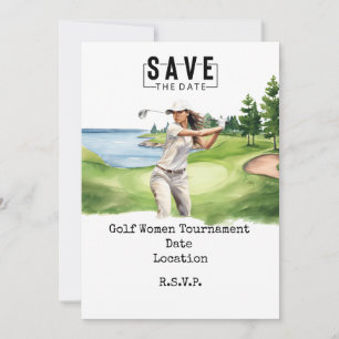 Golf Woman Party Save the Date Invitation