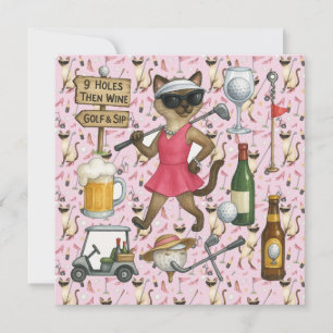 Golf Woman themed for Bachelorette Party Pink Invitation