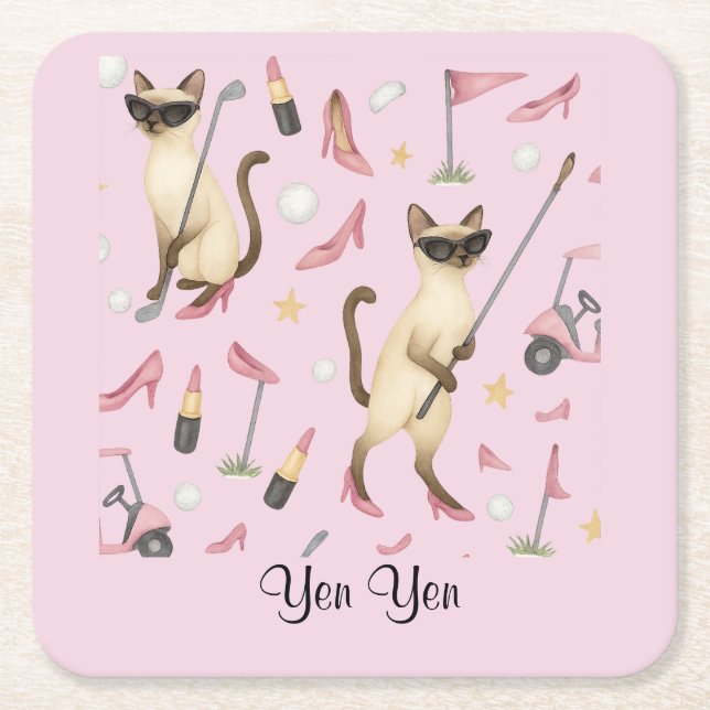 Golf Woman themed for Bachelorette Party Square Paper Coaster (Front)