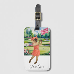 Golf Woman Tournament for Siamese Cat Golfer Luggage Tag