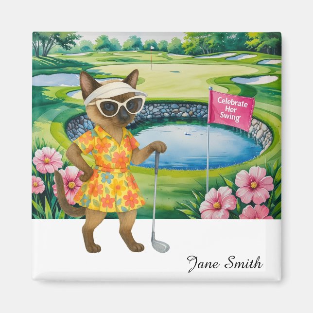 Golf Woman Tournament for Siamese Cat Golfer Magnet (Front)