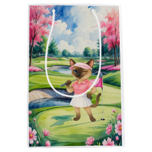 Golf Woman Tournament for  Siamese Cat Golfer Medium Gift Bag
