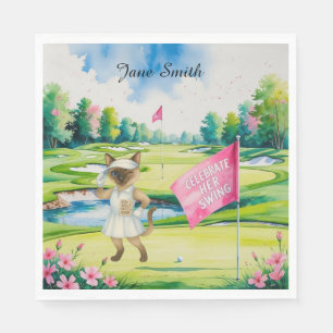 Golf Woman Tournament for Siamese Cat Golfer Napkin